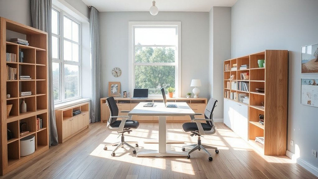 calm study space with flexible furniture for teens