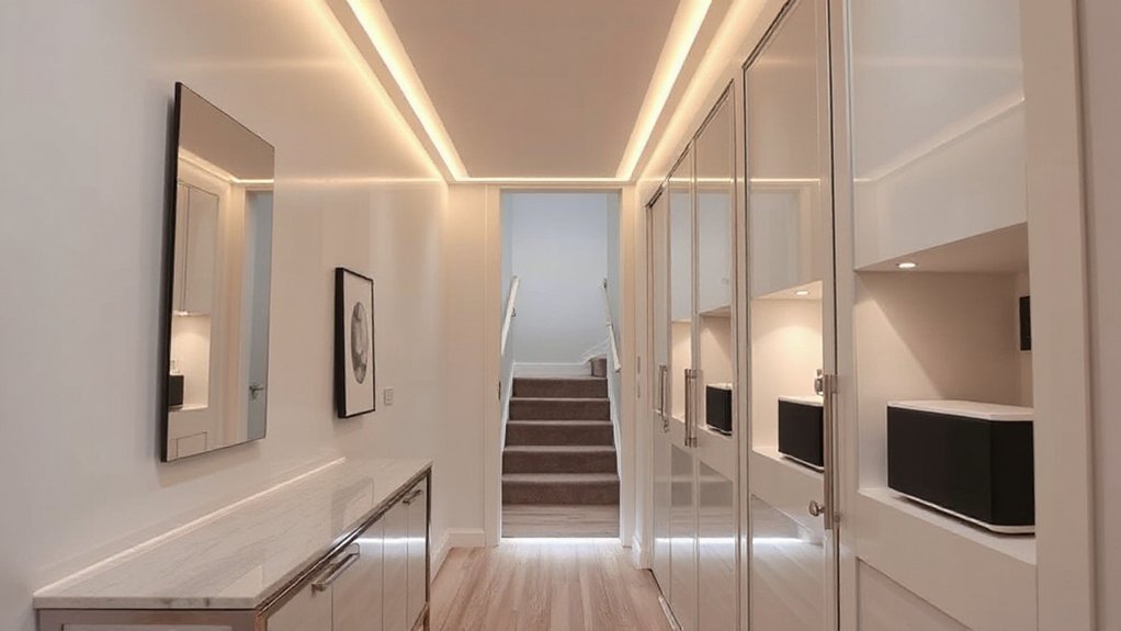 smart hallway lighting and storage